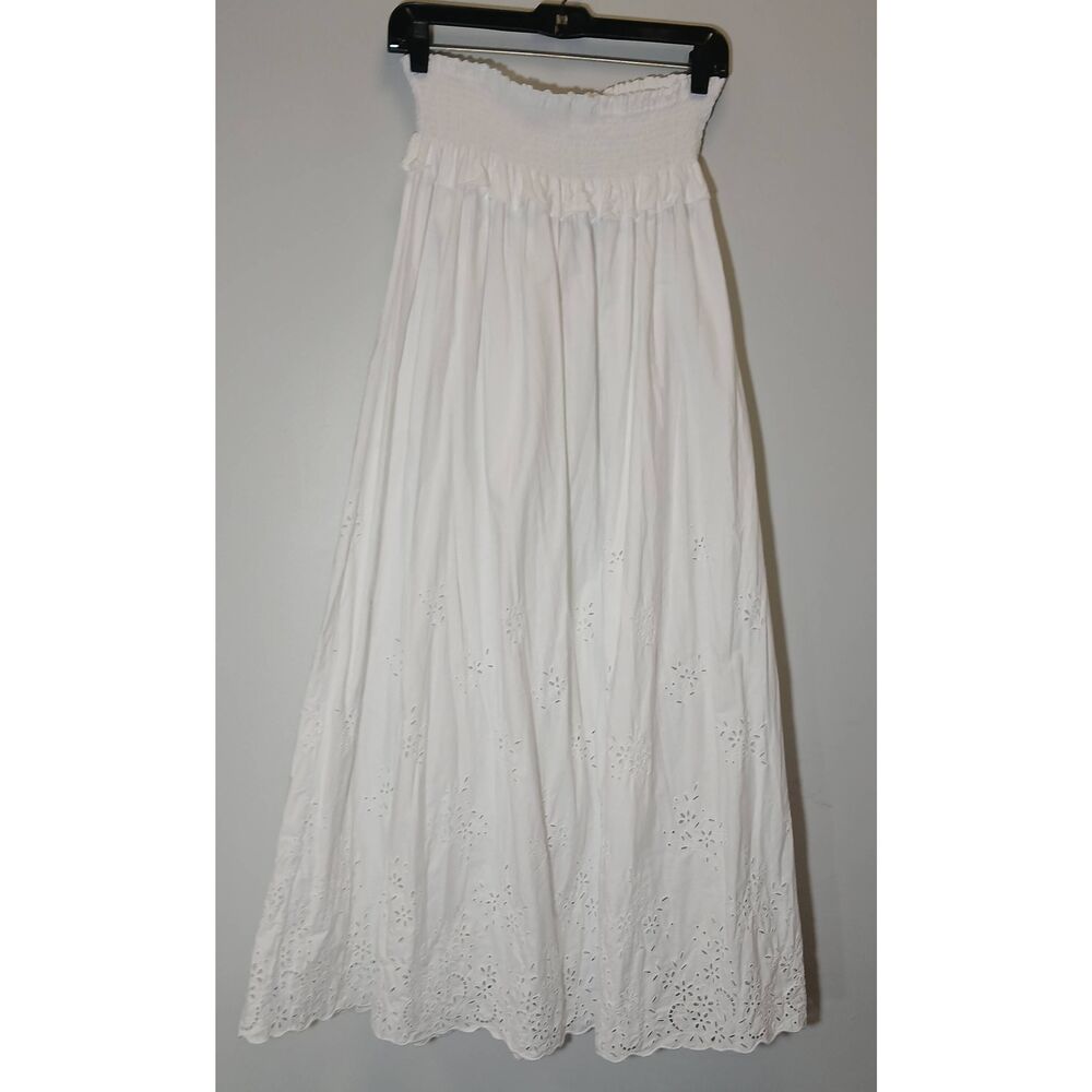 Loretta caponi womens small long white maxi skirt quiet luxury pool vacation